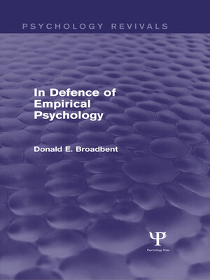 cover image of In Defence of Empirical Psychology (Psychology Revivals)